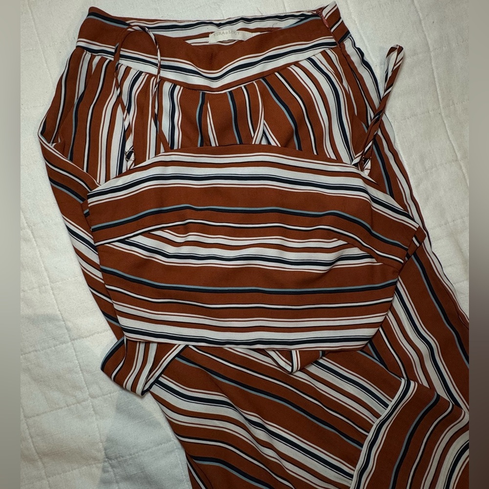 Lulus Striped Brown and White Set